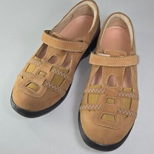 Surefit Womens Tan Leather Comfort Mary Jane Shoes Size 8.5 Wide
